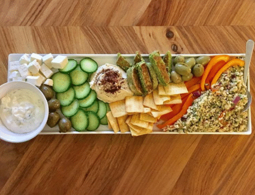Mezze Platter with Seasonal Veggies and Hummus